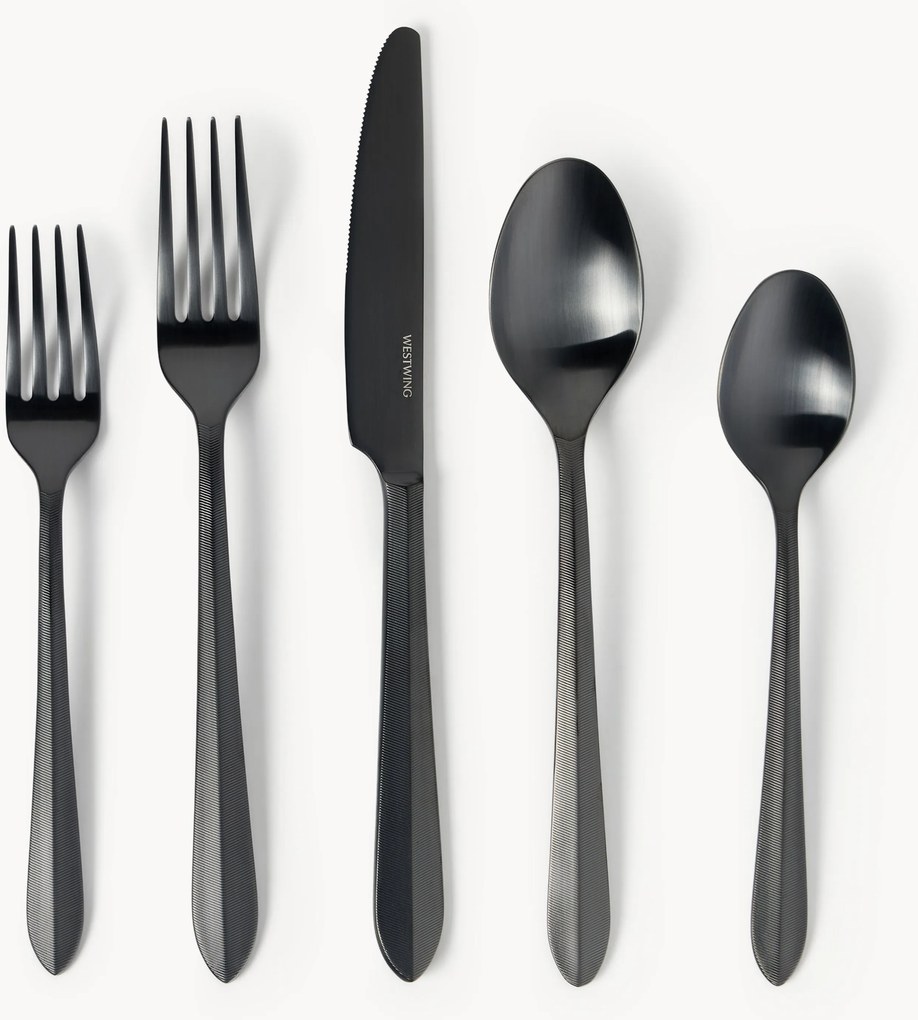 Geborstelde roestvrijstalen bestekset Thibaud, in verschillende maten