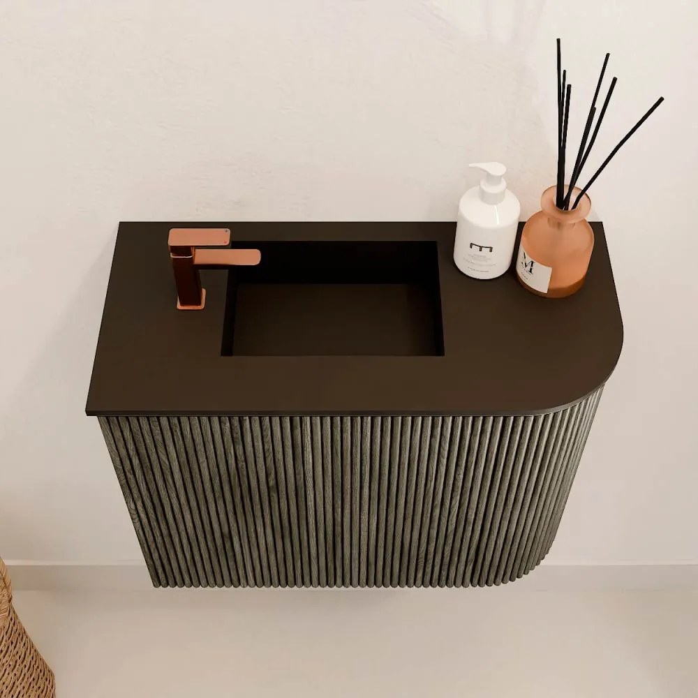 Mondiaz Joya 50cm toiletmeubel ronding rechts shadow met wastafel faye links 1 kraangat urban