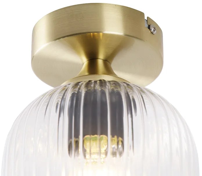Art Deco plafondlamp messing met helder glas - Banci