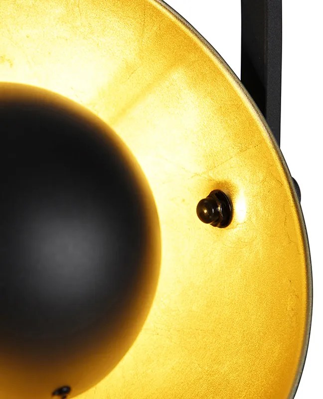 Industriële vloerlamp zwart met goud 3-lichts - Magnax