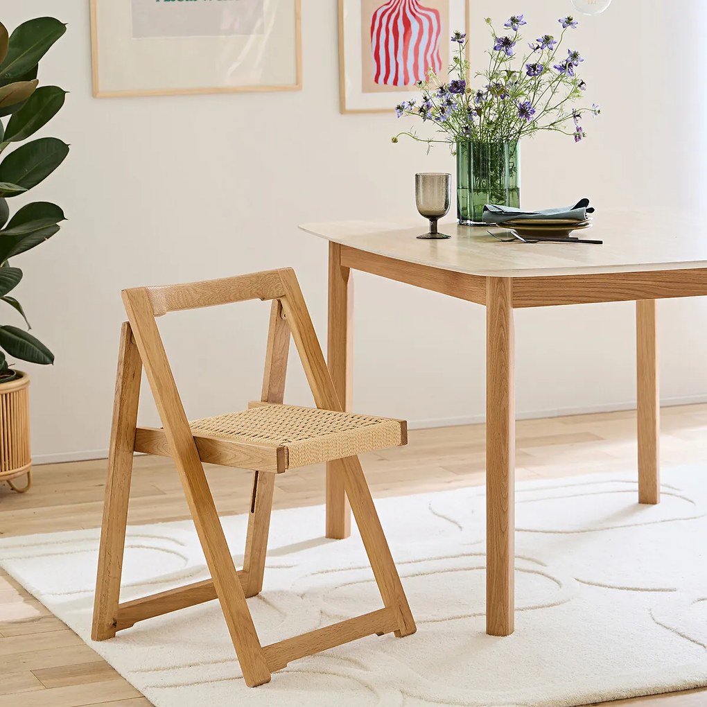 Set van 2 klapstoelen, eiken en touw, Donna