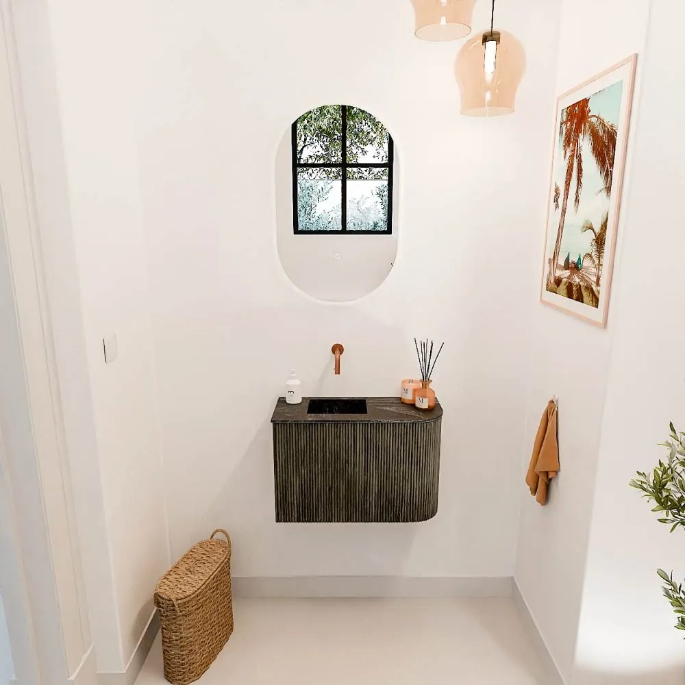 Mondiaz Joya DLux 60cm toiletmeubel ronding rechts shadow met wastafel faye links zonder kraangat lava