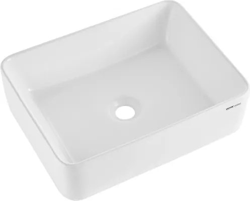 VEVOR Rechthoekige wastafel, 482 x 373 x 135 mm, badkamer wastafel, moderne keramische wastafel, voor toiletten, hotels, restaurants, helder wit