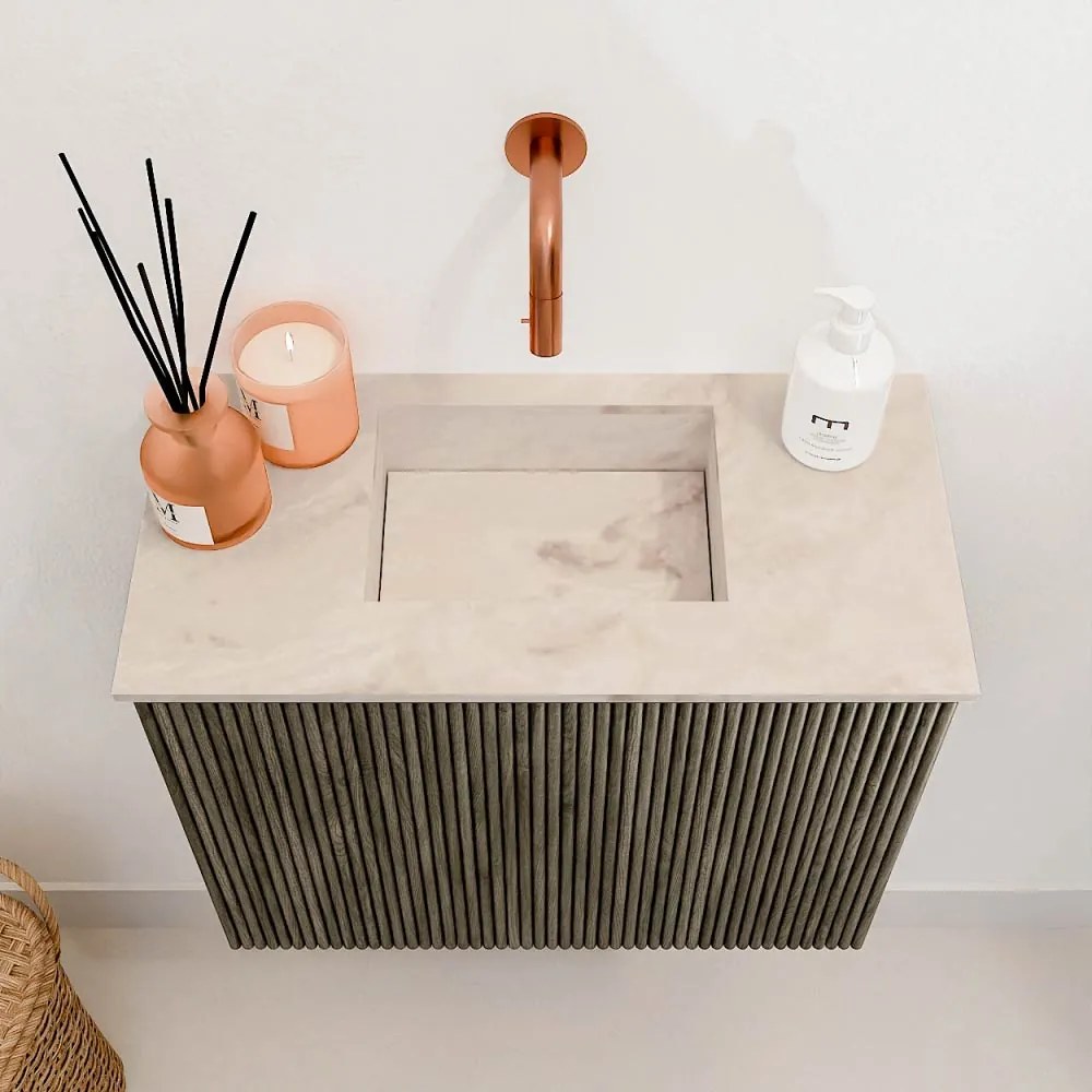 Mondiaz Joya DLux 50cm toiletmeubel shadow met wastafel faye midden zonder kraangat frappe