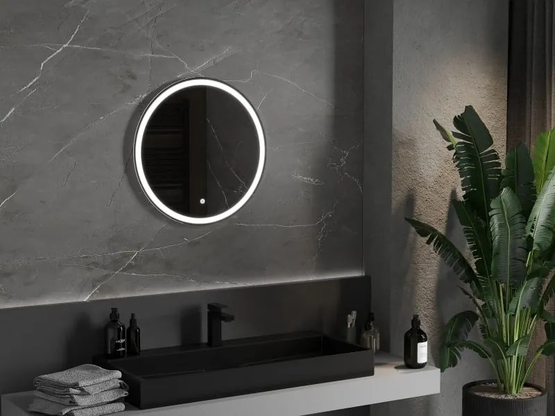 Mexen Gobi ronde verlichte badkamerspiegel, 60 cm, LED 6000K, antidamp - 9801-060-060-611-00