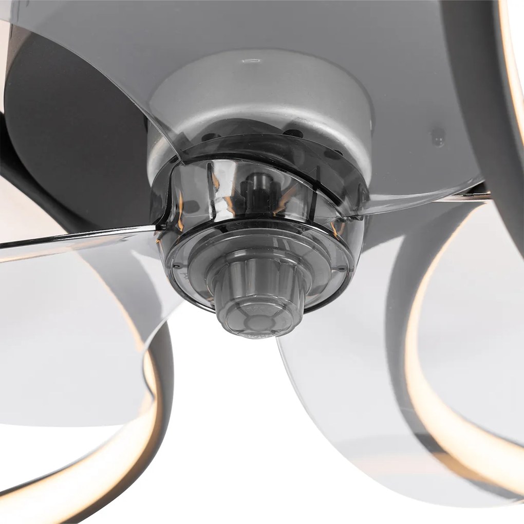 Plafondventilator met lamp zwart 55cm incl. LED dimbaar met afstandsbediening - Mandy Design rond Binnenverlichting Lamp