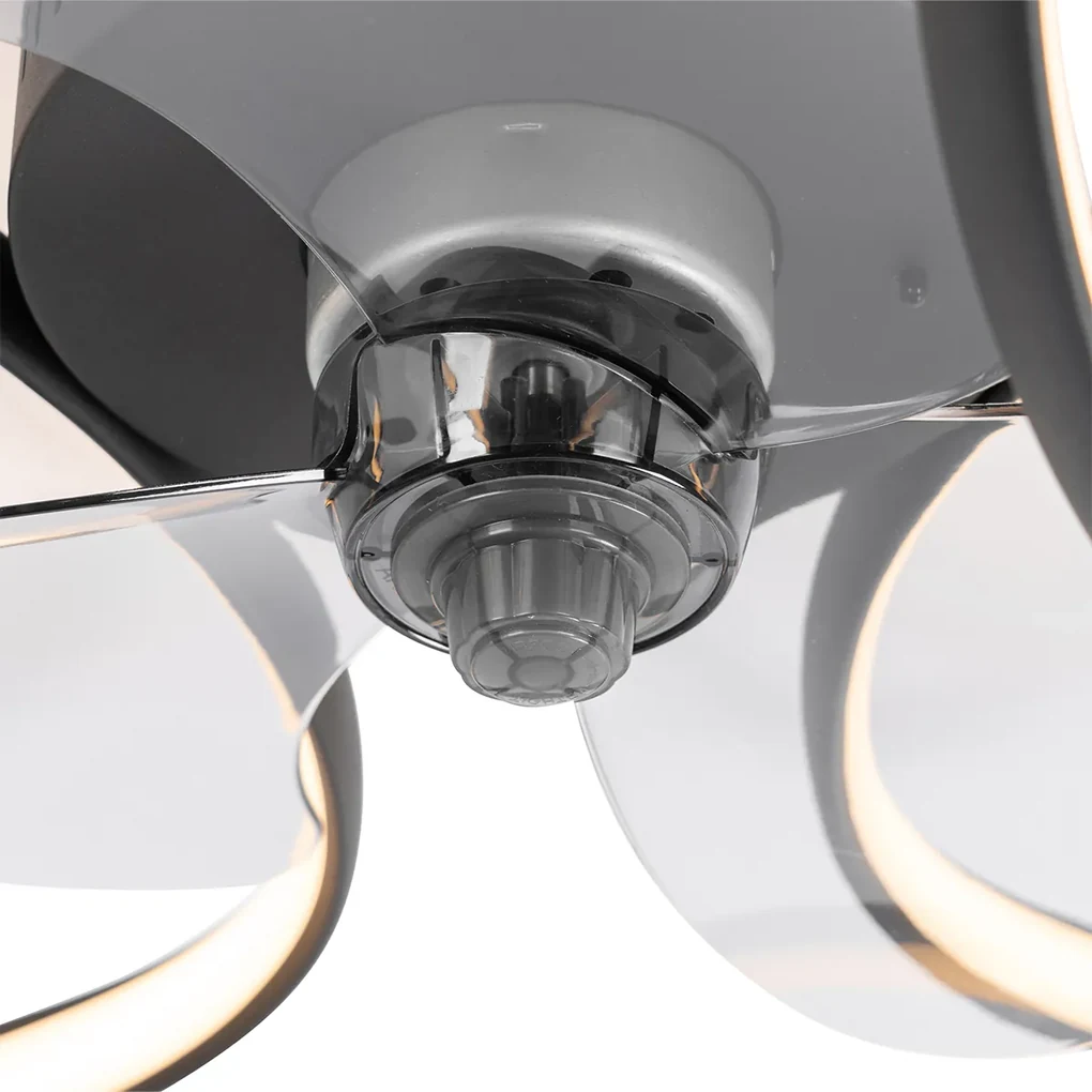 Plafondventilator met lamp zwart 55cm incl. LED dimbaar met afstandsbediening - Mandy Design rond Binnenverlichting Lamp