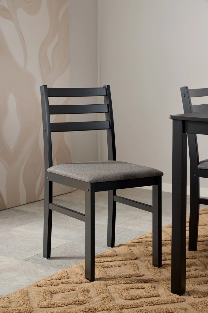 TORINO eetset + 4 stoelen Zwart/Lichtgrijs (Sawana 21 stof) - HOUTEN SET VOOR KEUKEN/EETKAMER