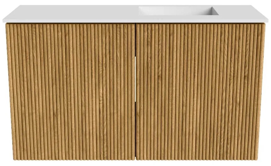 Mondiaz Joya 70cm toiletmeubel oak met wastafel faye rechts 1 kraangat talc