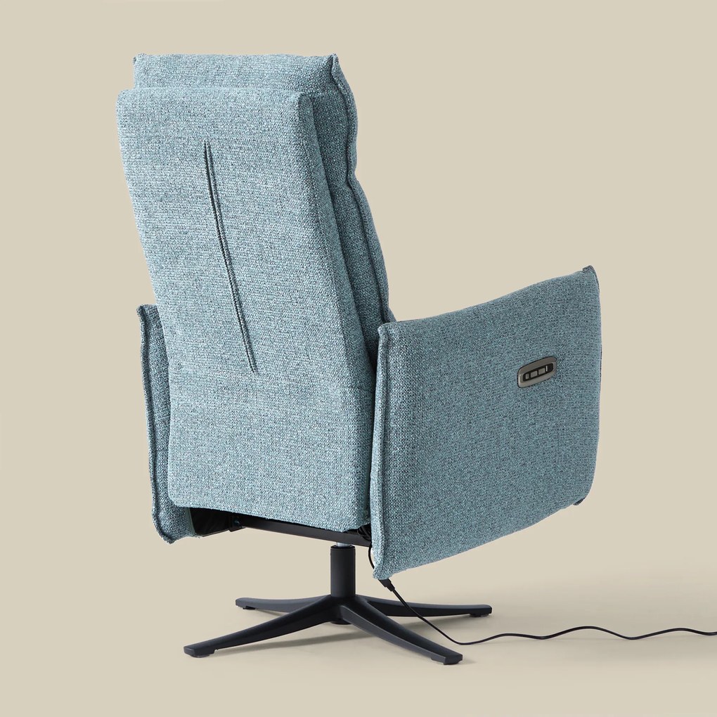 Elektrische Relaxfauteuil Stof Lichtblauw