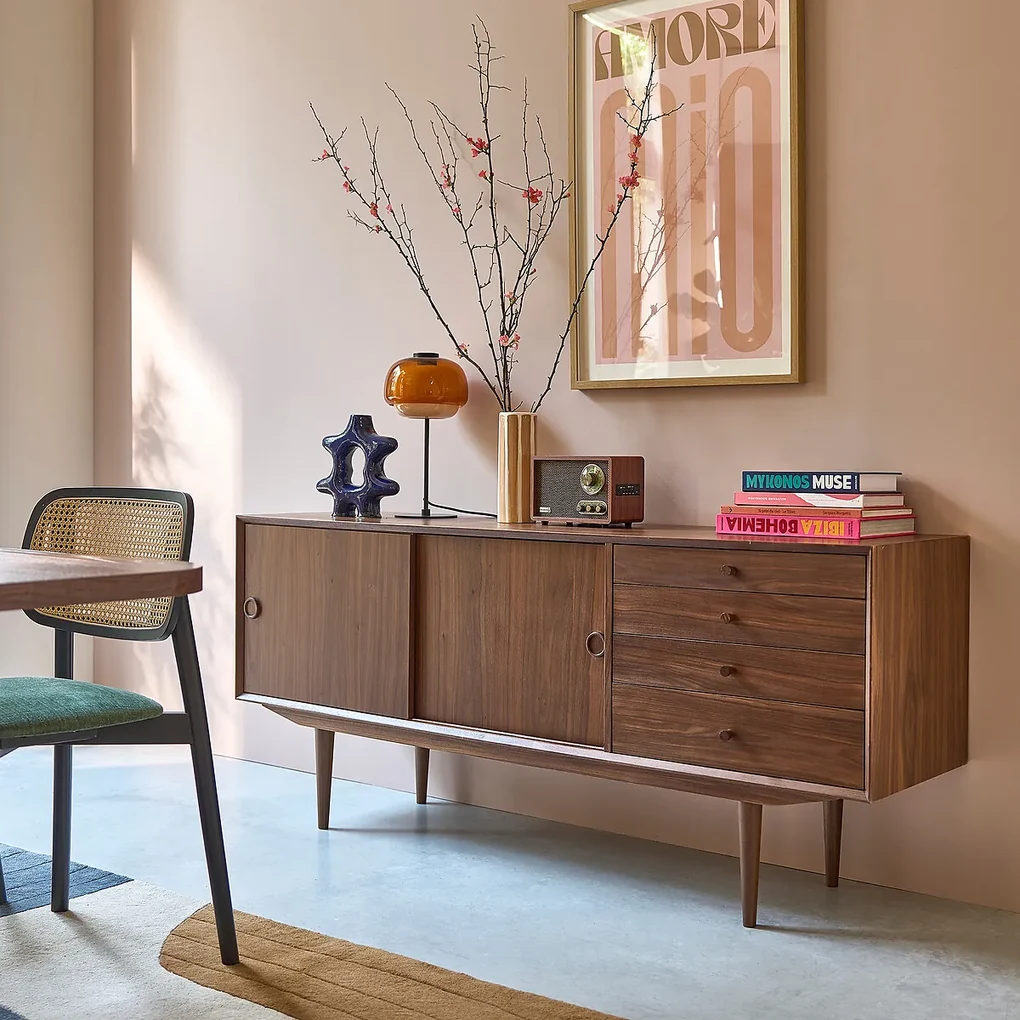 Vintage buffetkast met 2 deuren en 4 lades Quilda