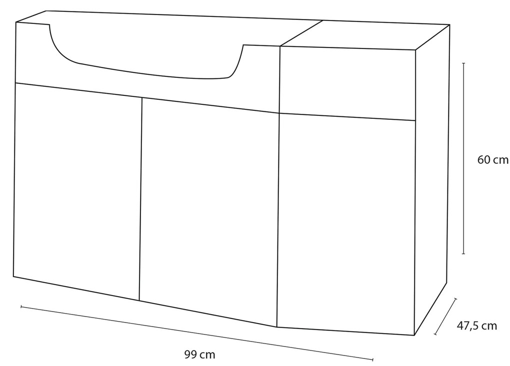 Differnz Fabulous onderkast hoekmodel links 100cm wit