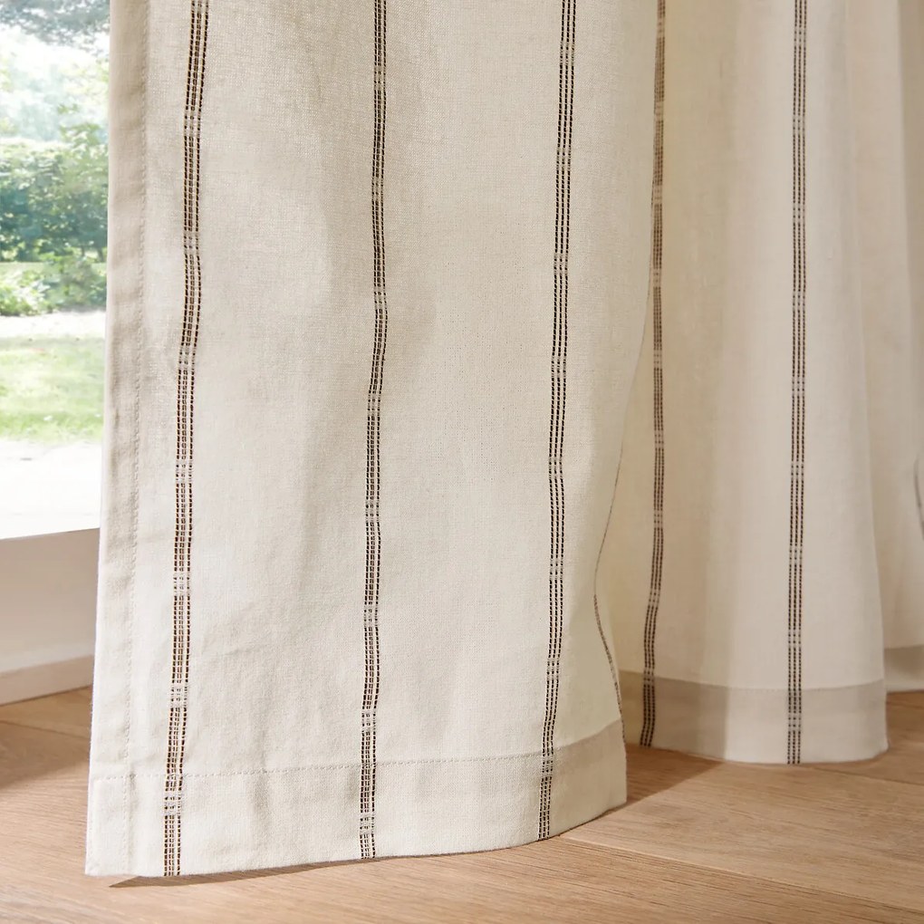 Gestreept katoenen gordijn met ringen, Ombra