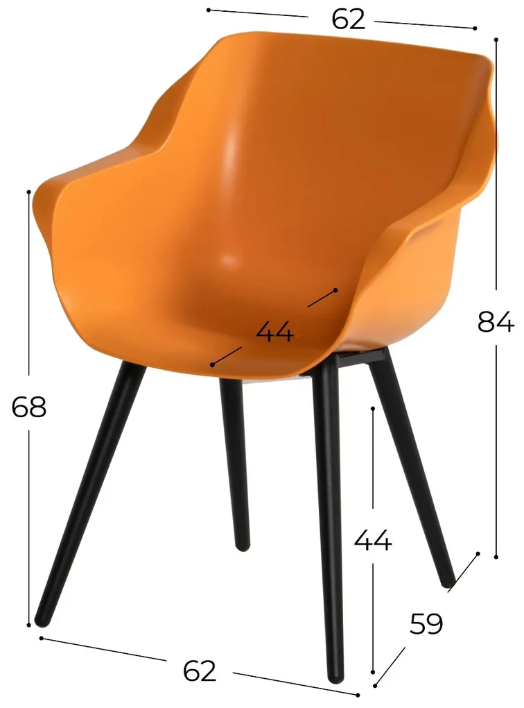 Hartman Sophie Studio dining armstoel - Indian Orange - Alu poot