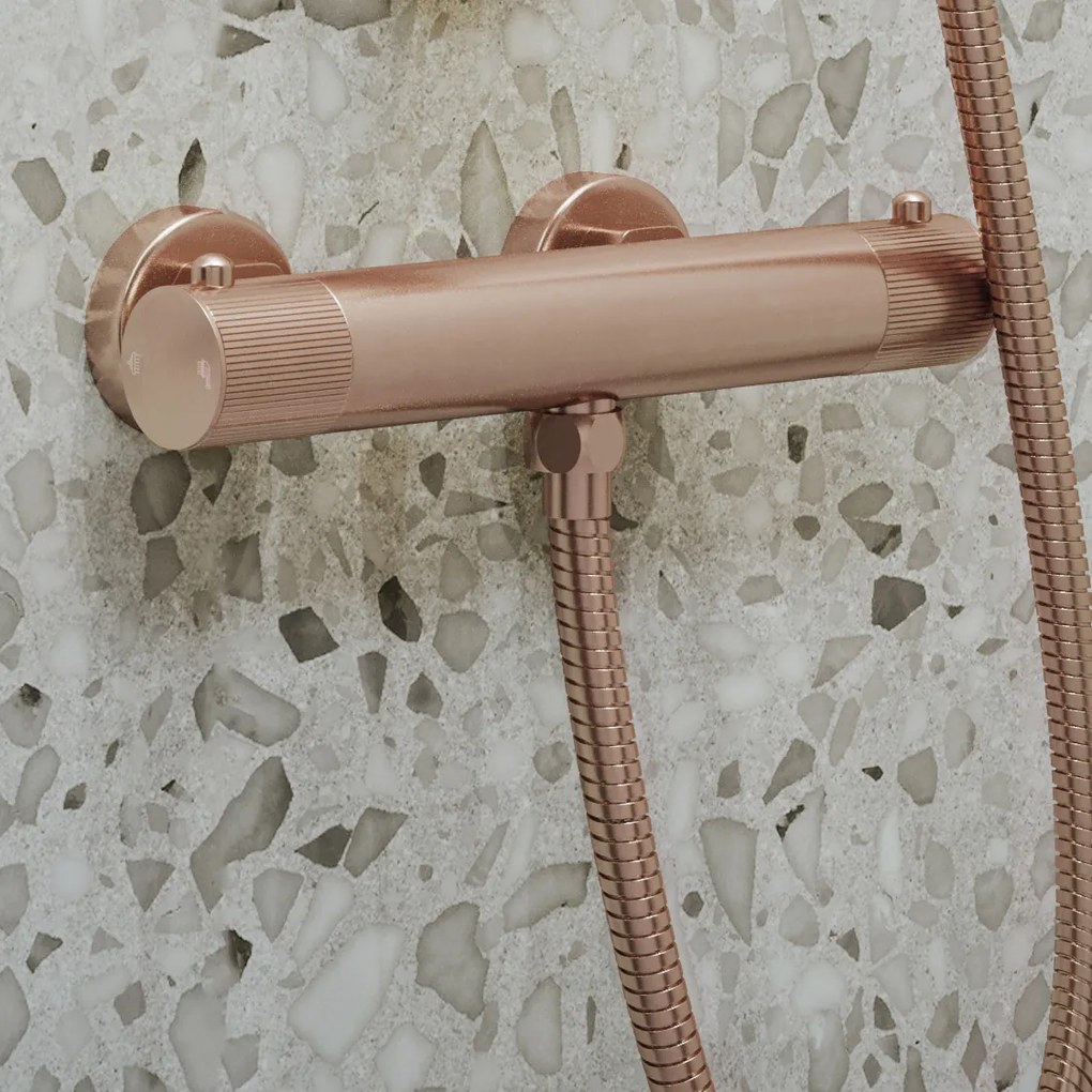 Saniclear Copper Stripes opbouw douchethermostaat geborsteld koper