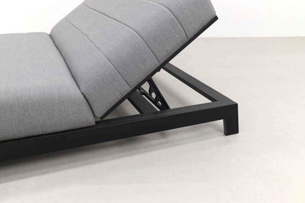 Mexico 2-persoons sunbrella ligbed met bijzettafel - Lichtgrijs