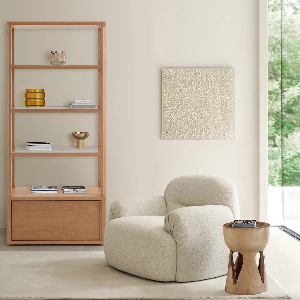 Eikenhouten en gefineerde boekenkast IENA, ontwerp Emmanuel Gallina