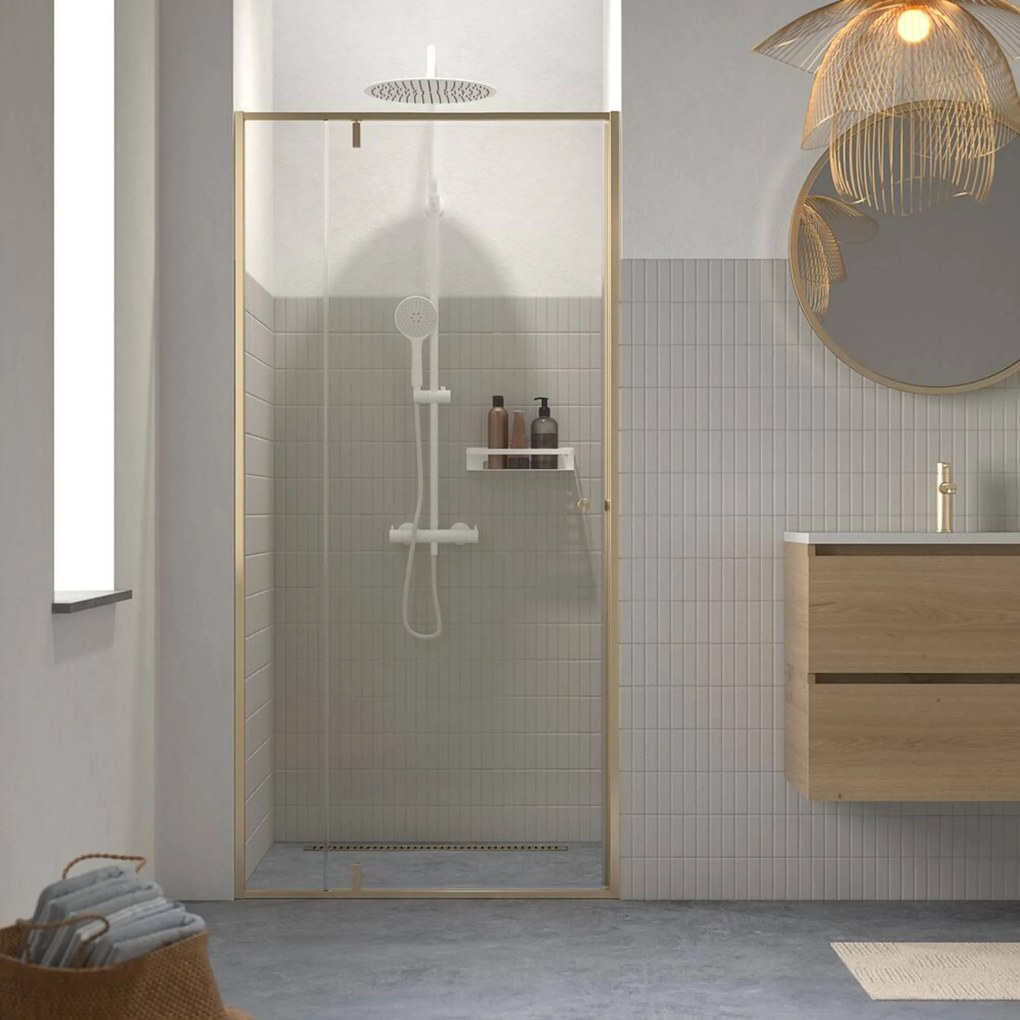 Sealskin Contour draaideur voor nis incl. antikalk 100x200cm geborsteld goud