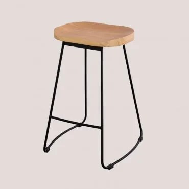 Hoge Kruk Van Staal En Iepenhout Neicol Zwart & ↑65 Cm - Sklum