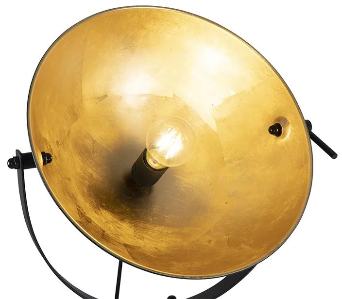 Vloerlamp zwart met goud 35 cm verstelbaar - Magnax Industriele / Industrie / Industrial E27 rond Binnenverlichting Lamp