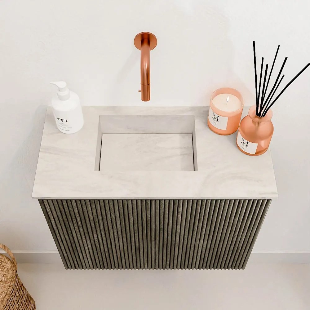 Mondiaz Joya DLux 50cm toiletmeubel shadow met wastafel faye links zonder kraangat ostra