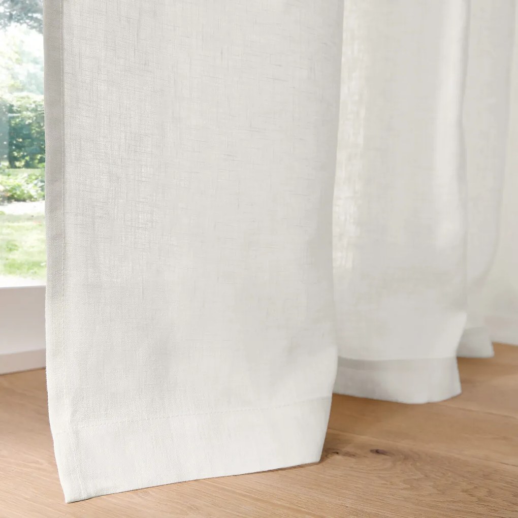Linnen schermgordijn over de hele breedte, met gerimpelde bies of wave, ONEGA