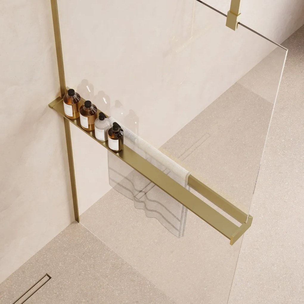 Saniclear Pure handdoekhouder voor glaswand 120cm geborsteld messing - mat goud