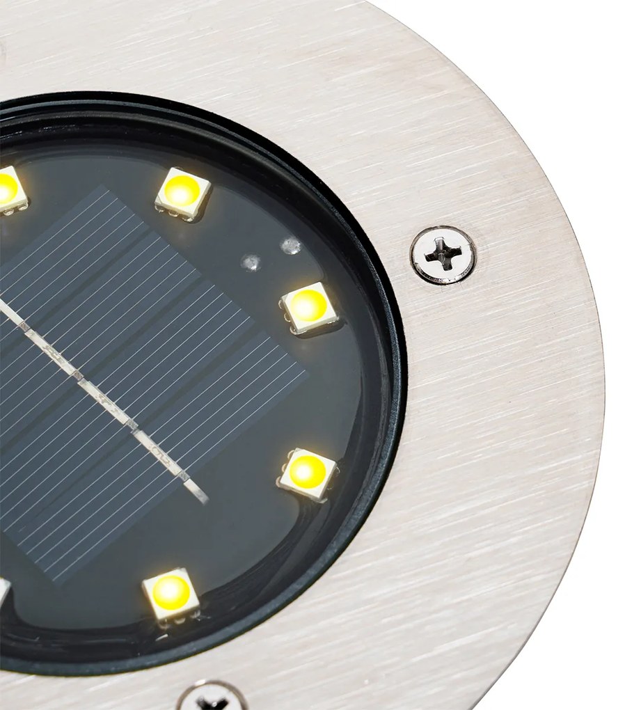 Buitenlamp Set van 6 grondspots staal incl. LED IP65 Solar - Terry Modern IP65 Buitenverlichting