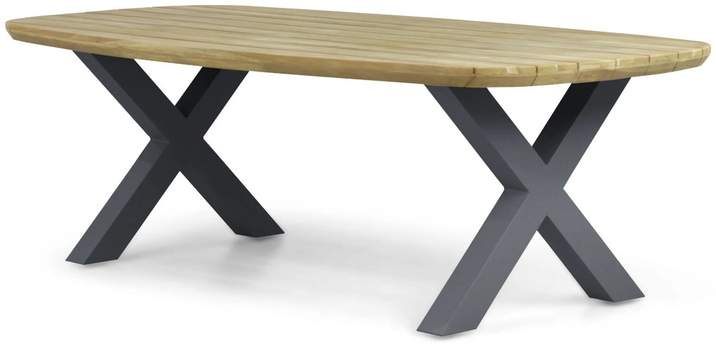Dining Tuintafel rechthoekig 240 x 100 cm Aluminium/Teak Grijs Falcon/Cardiff