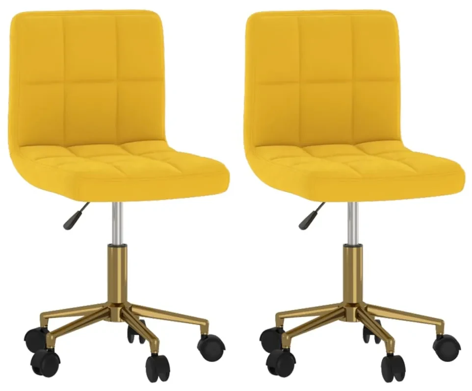 vidaXL Eetkamerstoelen draaibaar 2 st fluweel mosterdgeel