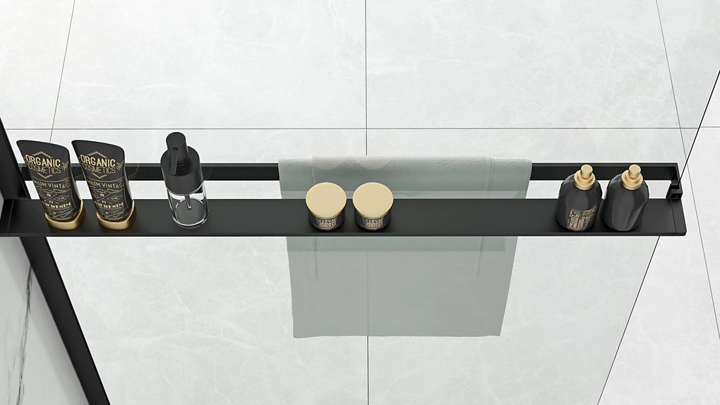 Handdoekenrek EVO ZWART plank voor douchewanden