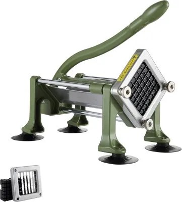 VEVOR Frietsnijder, aardappelsnijder met roestvrijstalen messen van 1/2 inch, handmatige aardappelsnijder met zuignappen en groene handgreep, ideaal voor aardappelen, friet, komkommers en groenten