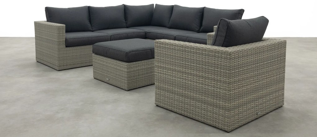Atlanta wicker loungeset 5-delig – Vintage grey - Garden impressions