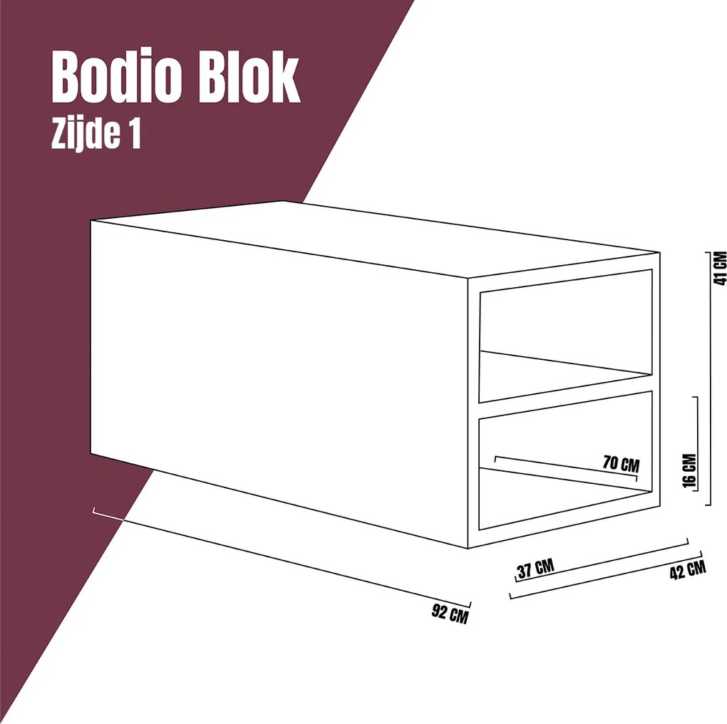 Bank Tussentafel Bruin Met Opbergruimte - 92 X 42cm.