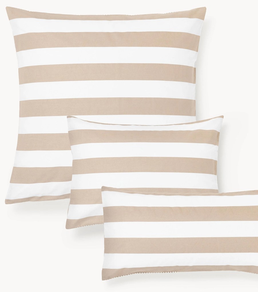Gestreepte katoenen omkeerbare kussenhoes Lorena