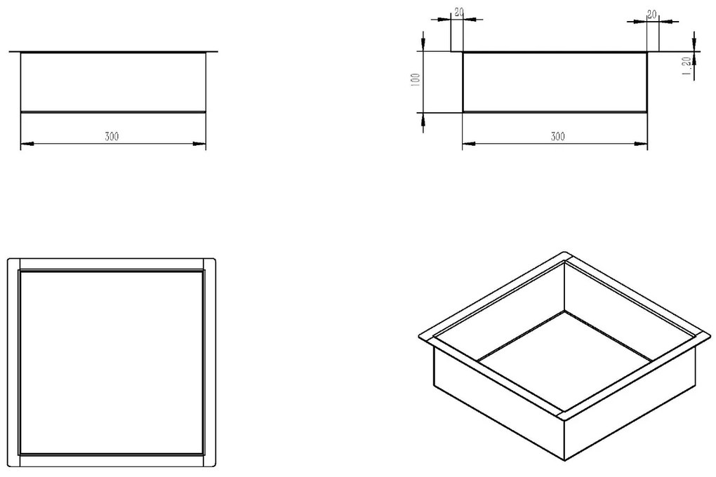 Mueller Gold inbouwnis 30x30x10cm geborsteld messing