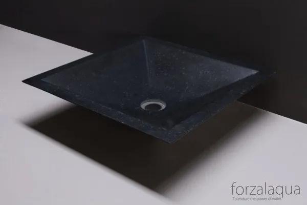 Forzalaqua Milano waskom 45x45x12cm vierkant graniet gezoet antraciet 8010237