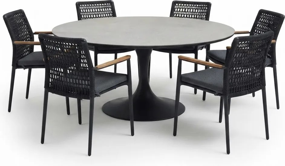 Flair Salta dining tuinset 158xH75 cm 7 delig antraciet keramiek