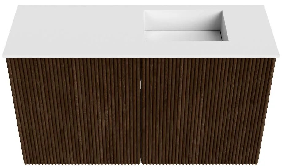 Mondiaz Joya 70cm toiletmeubel walnut met wastafel faye rechts zonder kraangat talc