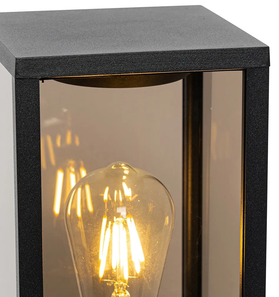 Buitenlamp zwart met smoke glas met grondpin en kabelmof 40cm IP44 - Charlois