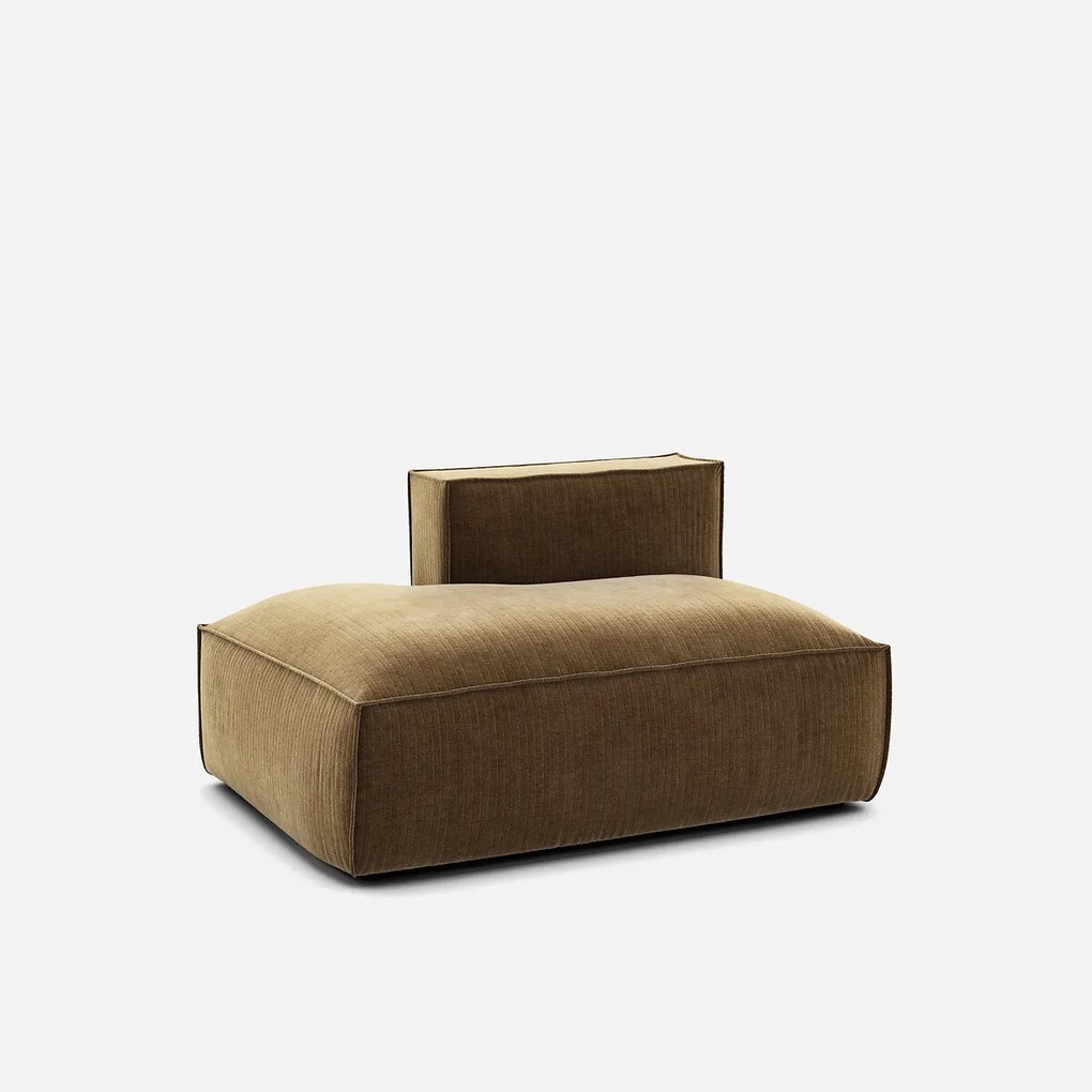 Loungebank element links voor modulaire bank, vintage ribfluweel, SEVEN