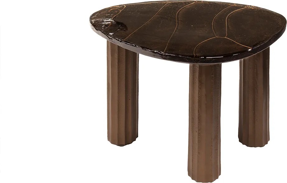 Salontafel Getrokken Glas Koperkleur Klein - 51 X 37cm.