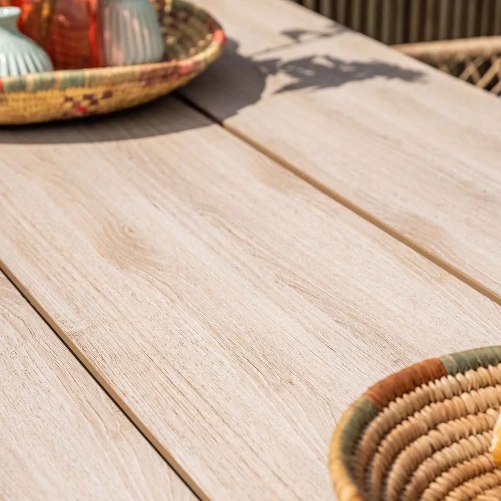 Garden Impressions Air XL tuinset 7-delig donker grijs - Braga tuintafel 220x100 cm - light teak look