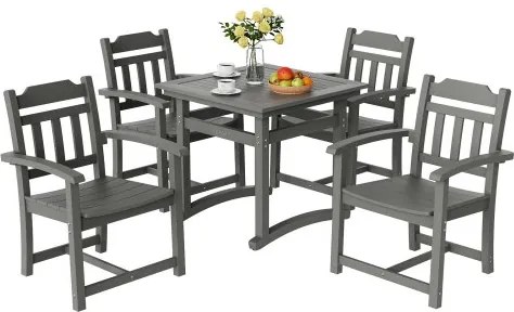 VEVOR 5-delige tuinmeubelset, balkonmeubelset, 1 tafel + 4 stoelen, 150 kg / 150 kg zitgroep, weerbestendig, zonwerend, eetgroep, tuinset, modern balkonmeubilair, lichtgrijs