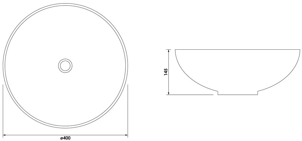 Brauer Bowl waskom keramiek 40cm wit glans