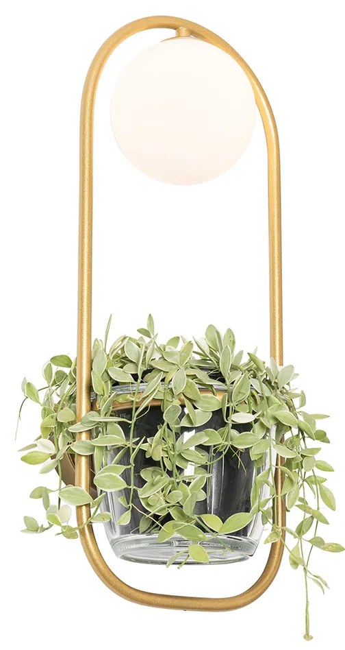 Art deco wandlamp goud met wit glas - Isabella