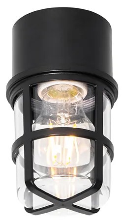 Plafond- en wandlamp zwart met heldere kap IP54 - Kiki