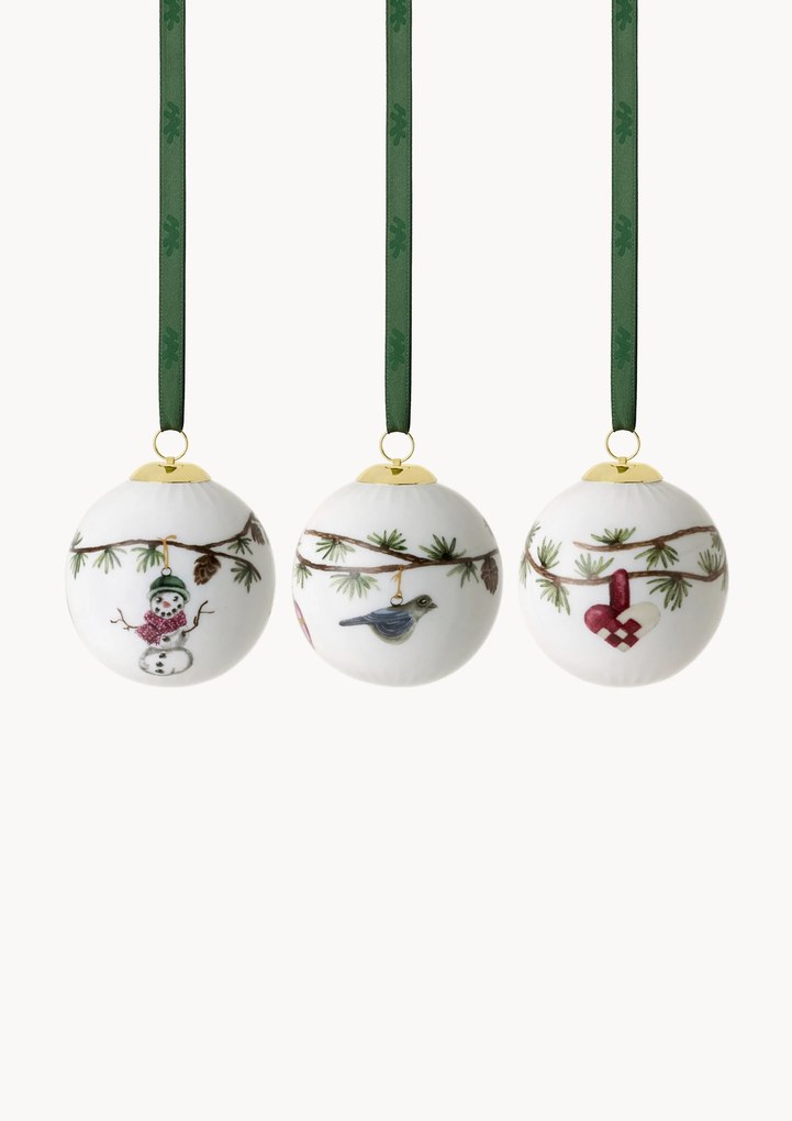 Kerstballen Hammershøi van porselein, set van 3