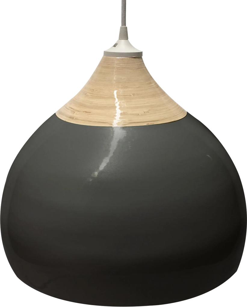 LEITMOTIV | Hanglamp Glans bamboo medium: diameter 33 cm x hoogte 25 cm x snoer 100 zwart hanglampen bamboehout verlichting hanglampen