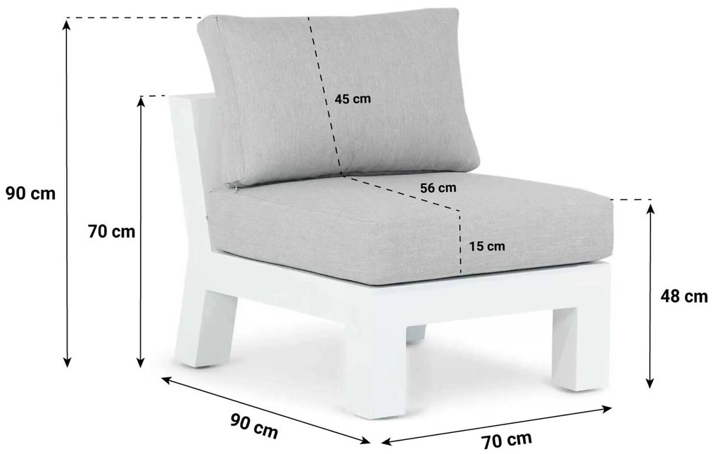 Hoek loungeset 6 personen Aluminium Wit  Santika Furniture Santika Yovita